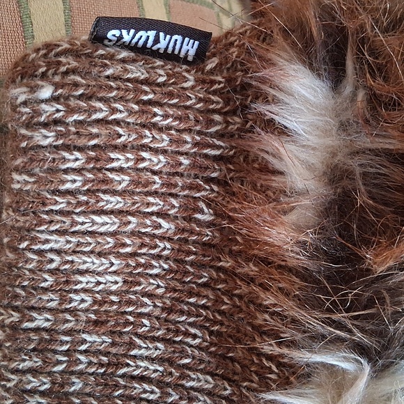 Muk Luks Brown Knit and Faux Fur Boots - Picture 3 of 6